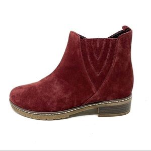 Gabor dark red suede Chelsea ankle boots 92.726.38